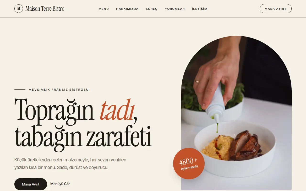 Geleneksel Restoran Web Sitesi — Maison Terre Bistro